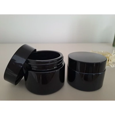 Fekete/átlátszó üveg tégely 50 ml